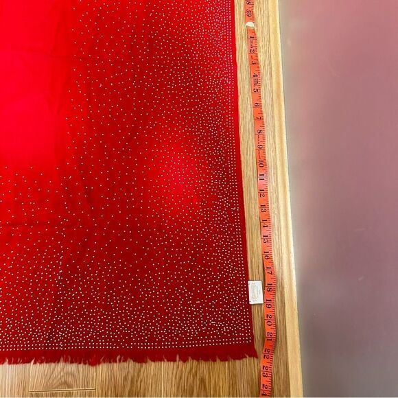 VINTAGE GALLERIA RED STUDDED CASHMERE SCARF MADE IN ITALY - Picture 8 of 10